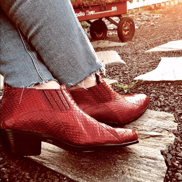 Giorgio Brutini Shoes Genuine Snakeskin Ankle Boots By